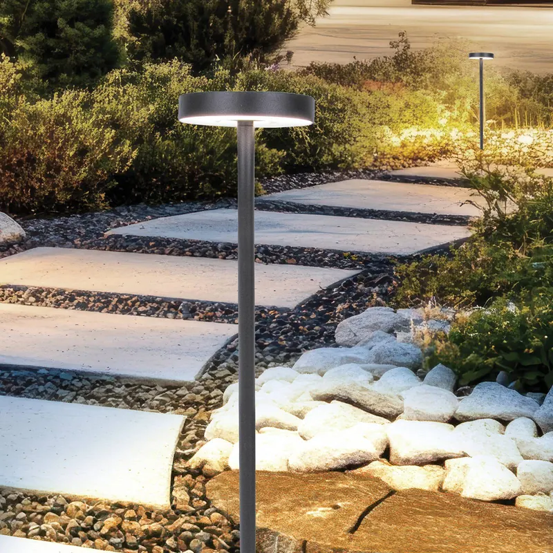 lampa cokołowa LED Tango ciemnoszara Wysokość 50 cm Metal, kołek do ziemi