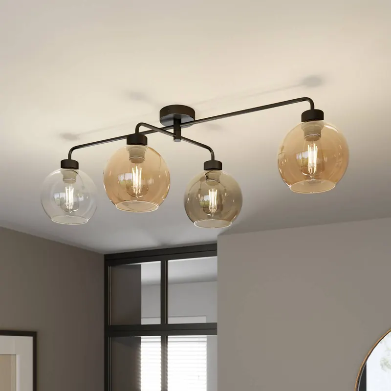 Lampa sufitowa Cubus 4-punktowa przezroczysta/bursztynowa/szara