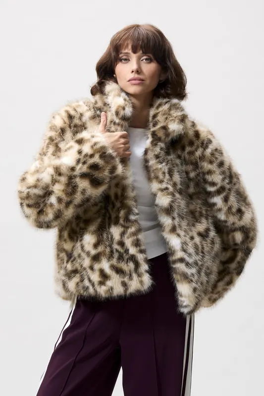 Catwalk Junkie Leopard Fur Jacket Fake Fur Maat: 34 | Faux-Fur Jassen Outlet | Dames | Bruin