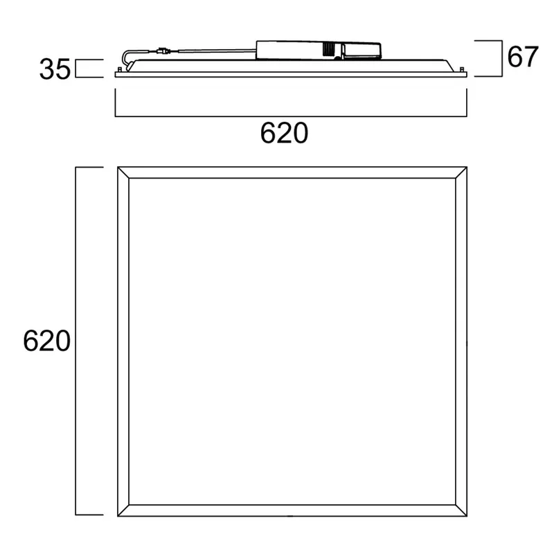 Panel LED do zabudowy QUANTUM, biały, 62 x 62 cm, włączanie/wyłączanie, 26 W,