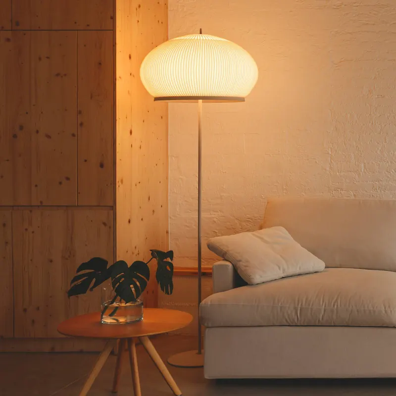 Lampa stojąca LED Vibia KNIT, 195 x 65 cm, beżowa tkanina/metal