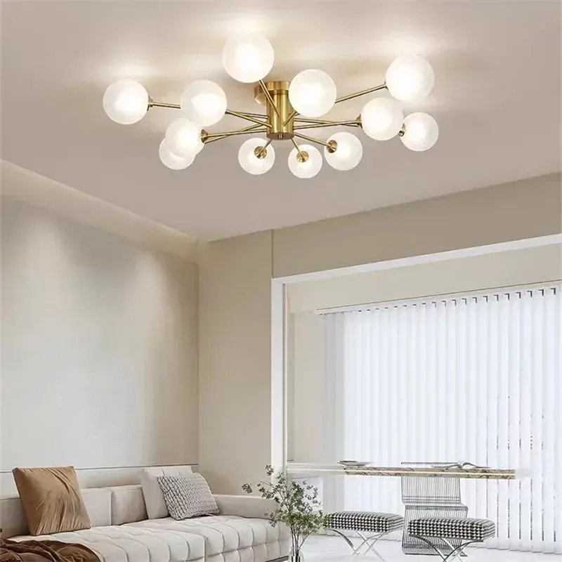 Nordycka Szklana Lampa Sufitowa do Sypialni Żyrandol G9 do Salonu Loft Lampa Wisząca Dekoracja Skandynawska Oświetlenie Wewnętrzne Oprawy Lustre