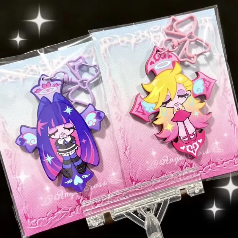 Breloczek Anime Fashion Panty & Stocking with Garterbelt, brelok męski, brelok damski, kawaii figurka, akrylowy brelok do kluczy, prezent