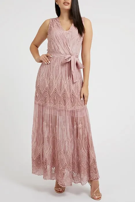 GUESS Marciano By  Sl Pam Embro Long Dr Vintage Blush Multi Maat: S | Maxi Jurken Outlet | Dames | Roze