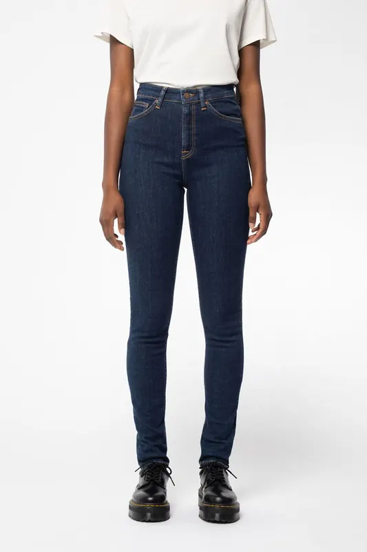 Nudie Jeans Hightop Tilde Fantasy Dark Blue Maat: W26L28 | Skinny Jeans Outlet | Dames | Blauw