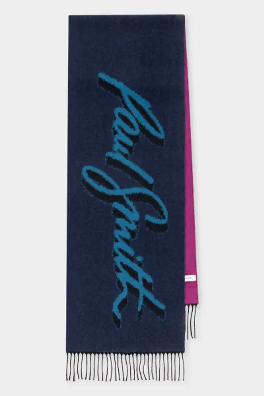 Paul Smith Scarf Logo Color Block Navy Maat: OS | Handschoenen Outlet | Heren | Blauw