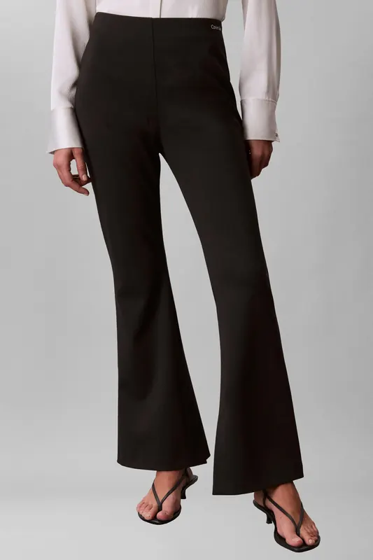 Calvin Klein Ponte Tailored Flare Trouser Black Maat: S | Pantalons Outlet | Dames | Zwart