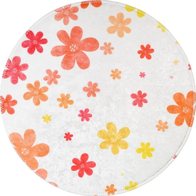 Pomarańczowo-kremowy dywan dziecięcy odpowiedni do prania ø100 cm Fall Flowers – Vitaus