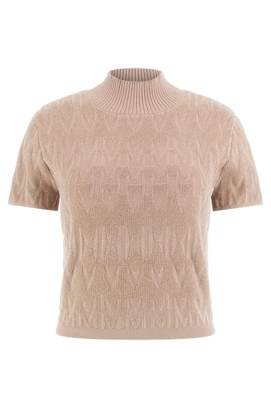 GUESS Adele Logo Chenille Silk Taupe Multi Maat: L | Sweaters Outlet | Dames | Beige
