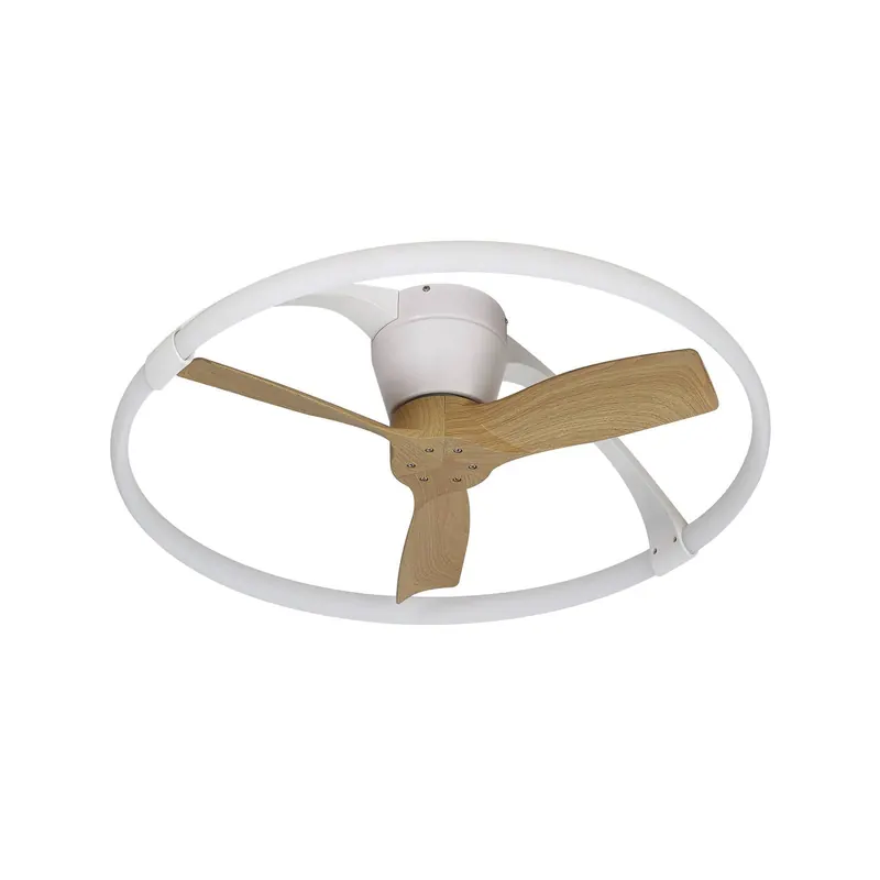 Wentylator sufitowy LED Nepal Mini, sterowany przez aplikację, biały/bukowy