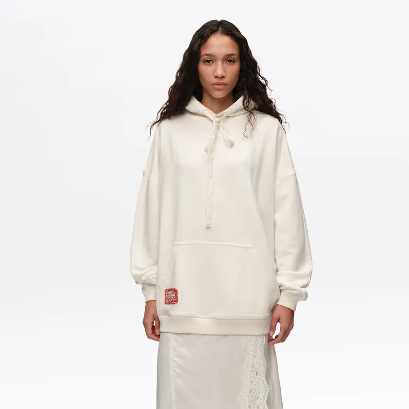 Bluza kaptur oversize haft biała