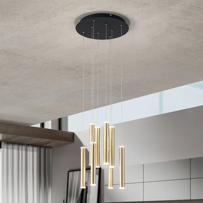 Lampa wisząca LED Prado, złota, 8-punktowa, Ø 40 cm, ściemniana