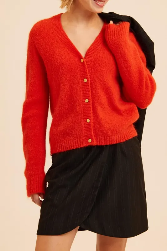 ICode Red Knit Cardigan Charlotte Maat: XL | Sweaters Outlet | Dames