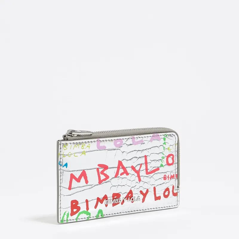 Etui na karty portmonetka print BIMBA logo srebrna