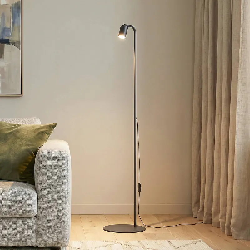 Lampa stojąca Nex, czarna, metalowa, wysokość 140 cm, GU10