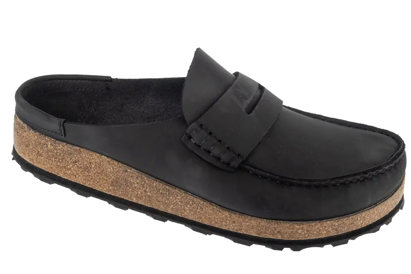 Birkenstock Naples Leoi 1025040, Unisex, Czarne, klapki, Skóra olejowana, rozmiar: 41