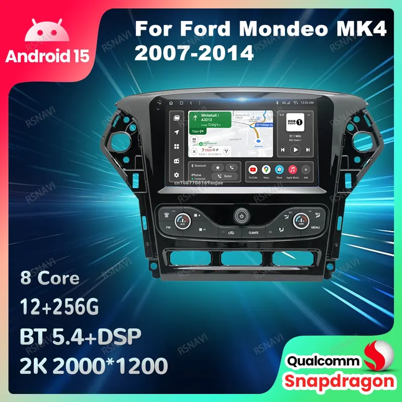 Radio samochodowe Android 15 dla Ford Mondeo MK4 2007-2014 DVD Viedo Player BT 4G LTE GPS DSP Head Unit Multimedia Stereo Navigation
