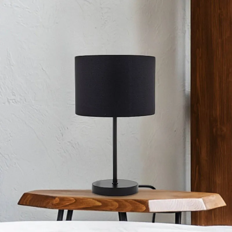 Lampa stołowa Kari, czarna/złota, wysokość 33 cm, tekstylna, E27