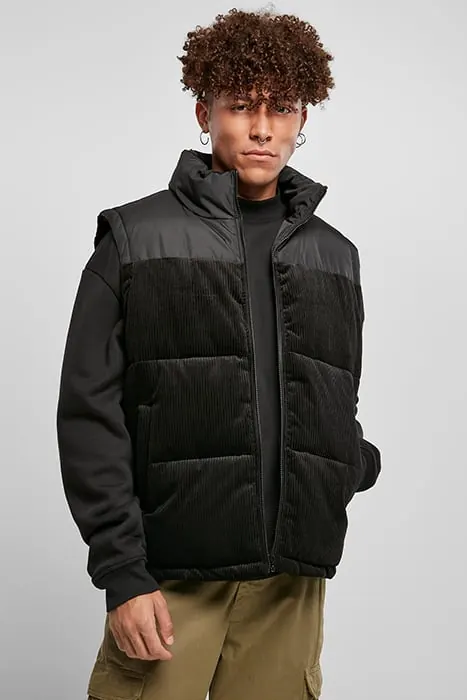 Urban Classics Cord Vest Black Maat: M | Bodywarmers Outlet | Heren | Zwart
