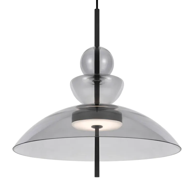 Maytoni Lampa wisząca LED Bangkok, Ø 40 cm, jasnoszary, szkło