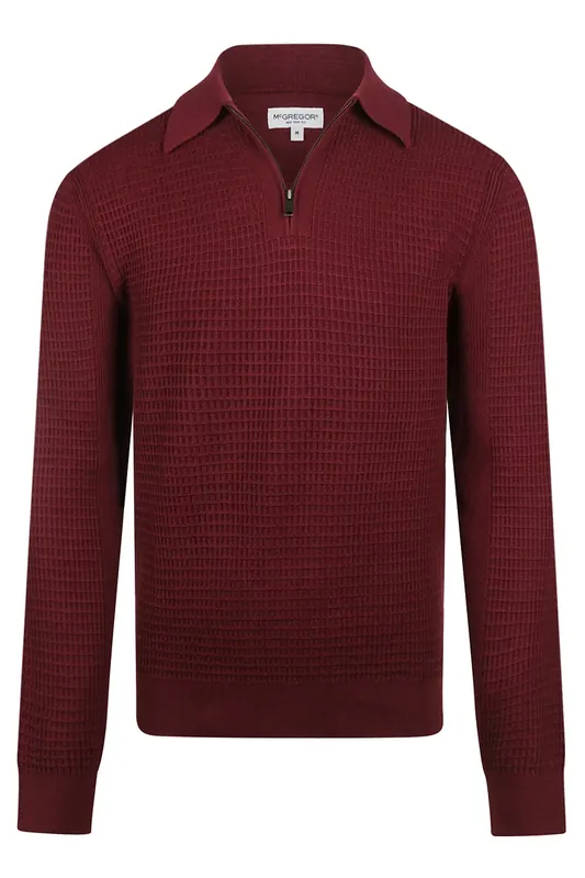 McGregor Structured Polo Sweater Burgundy Maat: XXL | Sweaters Outlet | Heren | Bordeaux