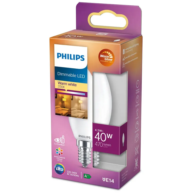 Philips LED Classic WarmGlow E14 B35 3,4W matowa