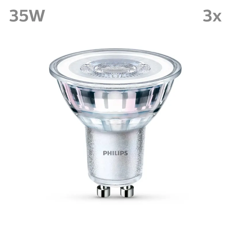 Żarówka LED Philips GU10 3,5W 275lm 840 clear 36° 3szt