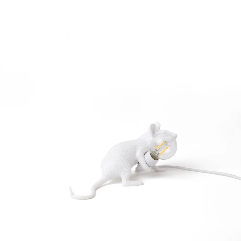 Lampa stołowa LED Mouse Lamp USB leżąca biała
