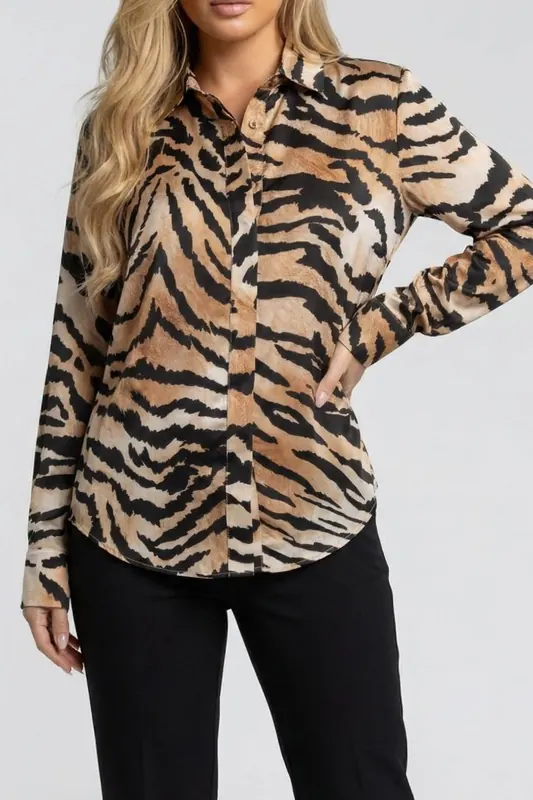 GUESS Marciano By  New Melissa Shirt Tiger Blaze Maat: 42 | Overhemden Outlet | Dames | Zwart