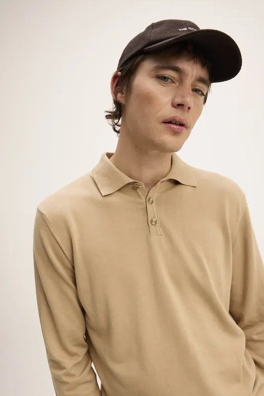 The Goodpeople Kai Knitwear Caramel Maat: XXL | Poloshirts Outlet | Heren | Beige