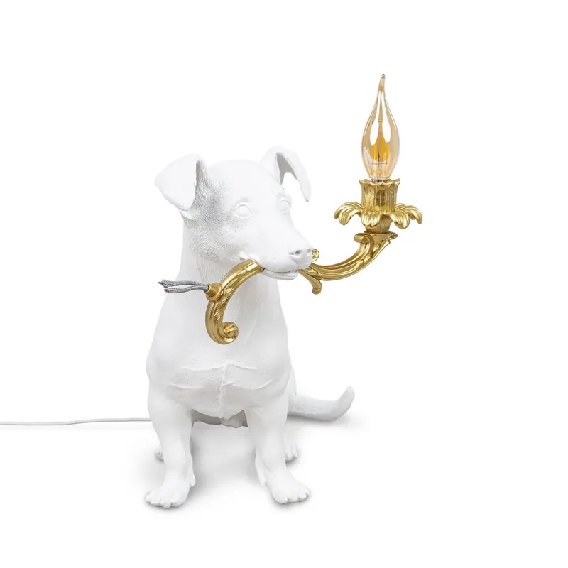 Lampa stołowa LED Rio, pies w kolorze białym