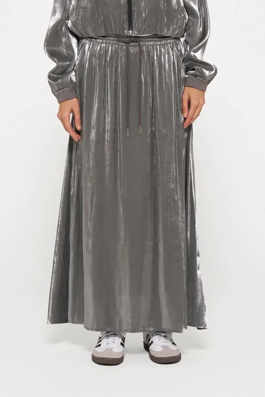10DAYS Shiny Skirt Silver Maat: L | Maxi Rokken Outlet | Dames | Zilver