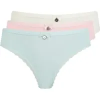 Ted Baker Zaria 3pk Solid Brief With Lace Trim Egret/blue/almond Maat: L | Slipjes Outlet | Dames | Roze