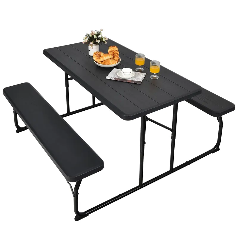 Inklapbare picknicktafel met banken, 136 cm, campingtafelset voor buiten, biertentgarnituur, biertafelgarnituur voor terras, tuin