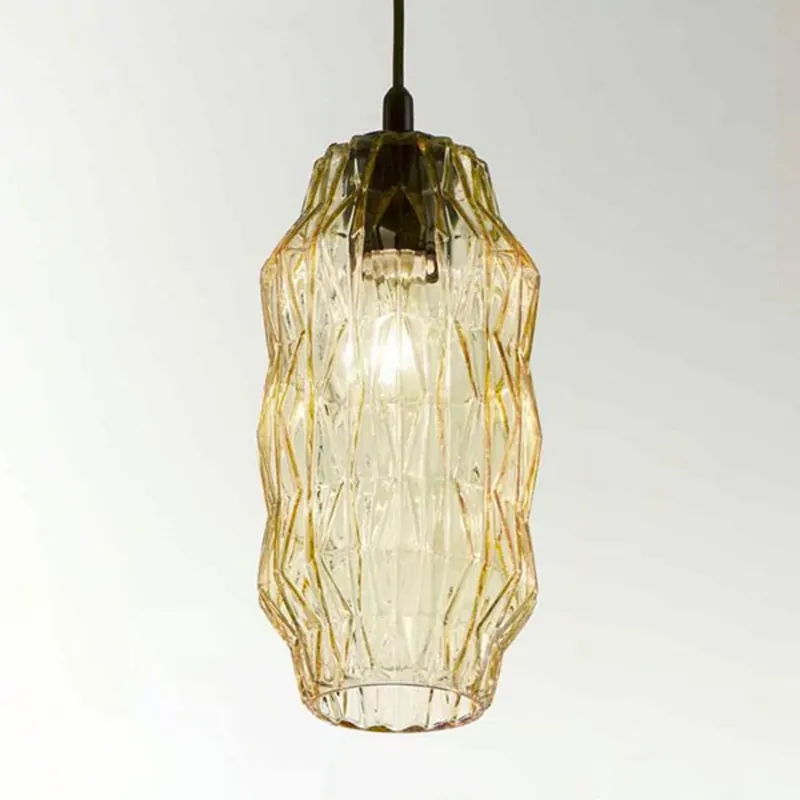 Lampa wisząca Origami wykonana ze szkła, bursztynowa