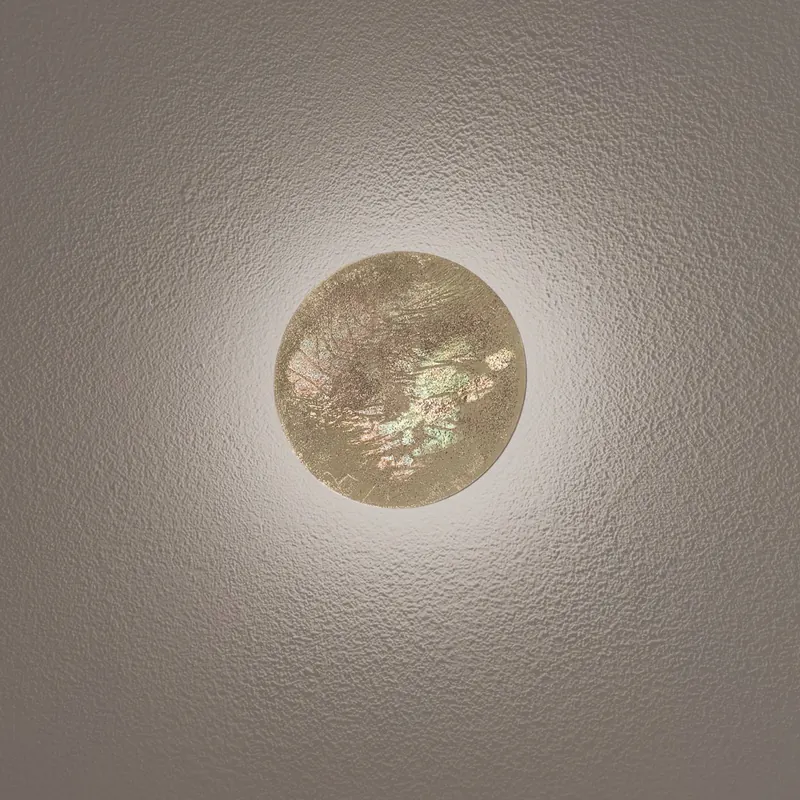 Kinkiet LED Ring S, Ø 15 cm, sklejka, kolor złoty