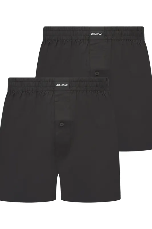 Lyle & Scott Busby 2 Pack Cotton Boxer Short Black Maat: L | Onderbroeken Outlet | Heren | Zwart