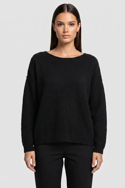 Rich & Royal Crew-neck Outside Seams Black Maat: M | Sweaters Outlet | Dames | Zwart