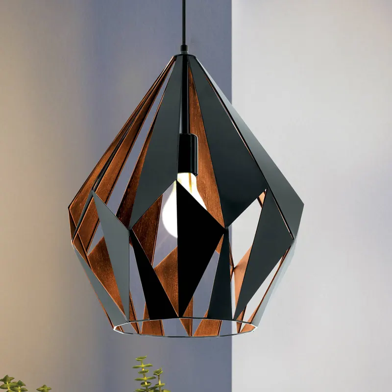 Lampa wisząca Carlton, czarny/miedziany, Ø 38,5 cm