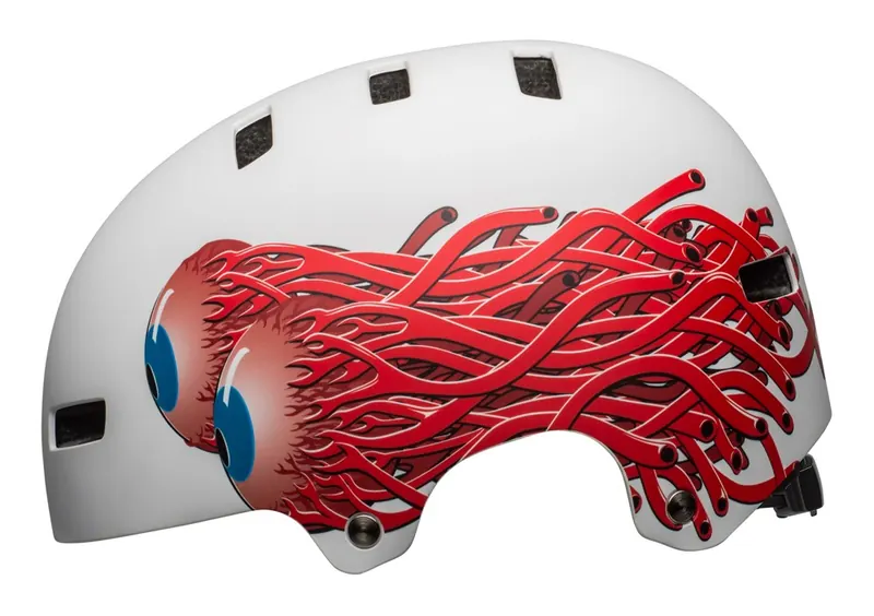 Kask bmx BELL LOCAL matowy biało-czerwony Eyes (59-61)