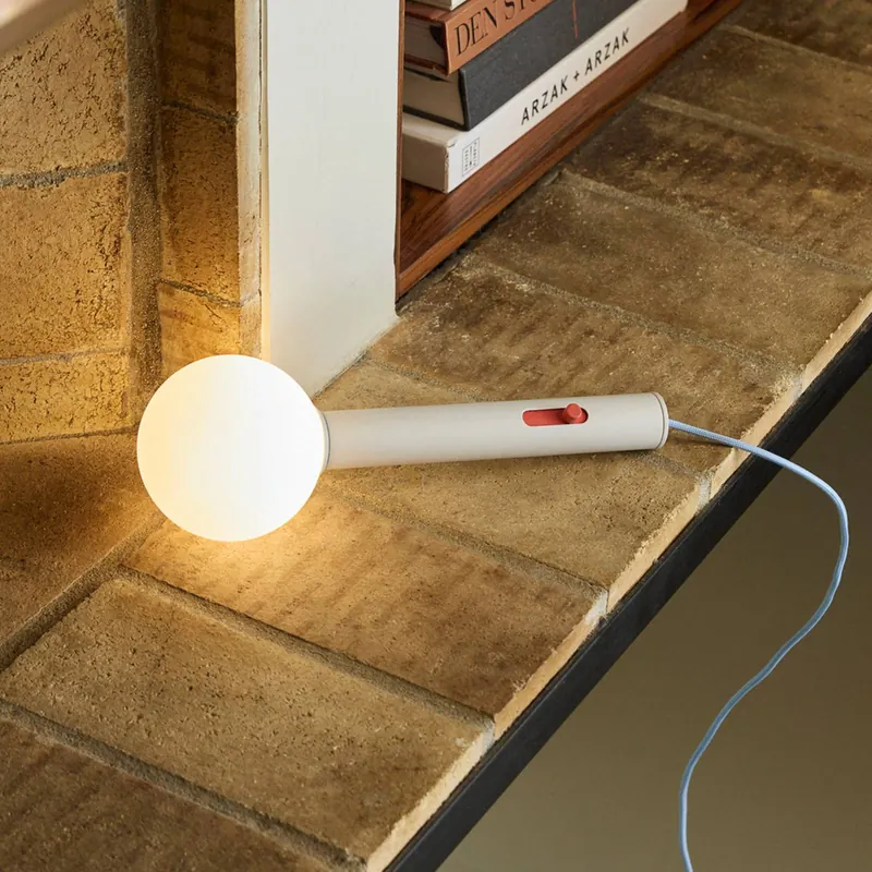 Kinkiet LED Talk, jasnoszary/niebieski, długość 30 cm, żelazo/szkło