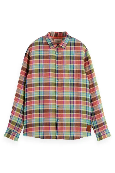 Scotch & Soda Bonded Long Sleeve Shirt In Prints And Checks Multi Check Maat: XL | Casual Overhemden Outlet | Heren