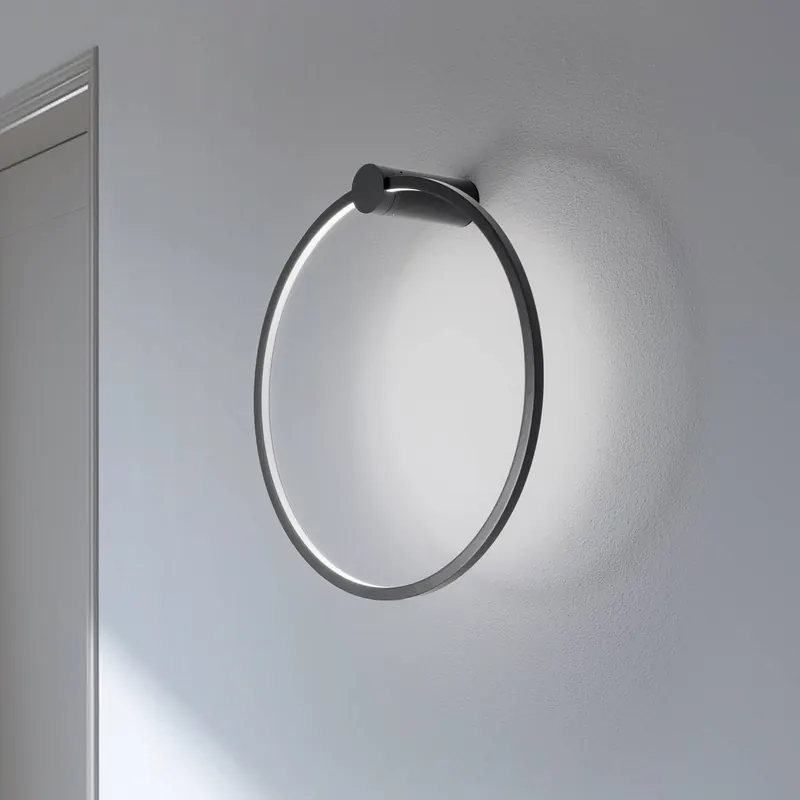 Kinkiet LED Saturno, czarny, Ø 50 cm, metal, 4000 K