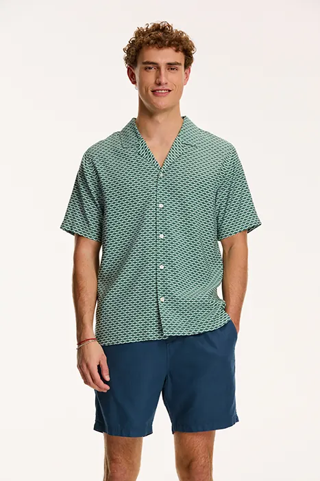 Shiwi Shortsleeve Hammam Cilantro Green Maat: M | Casual Overhemden Outlet | Heren | Beige