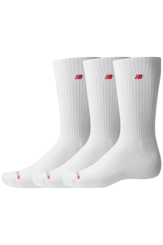 New Balance Unisex Patch Logo Crew 3 Pack White Maat: L | Sokken Outlet | Unisex | Wit
