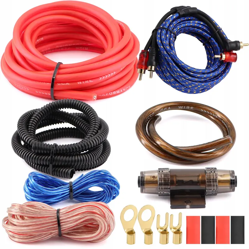 Zestaw przewodów car audio 800W 8GA Cca Rca do wzmacniacza subwoofera