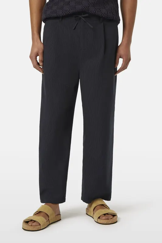 Scotch & Soda Pleated Relaxed Straight Cotton-blend Seersucker Jogger Wash Maat: W31 | Broeken Outlet | Heren | Blauw