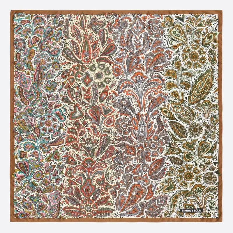 Chusta pasy paisley brąz