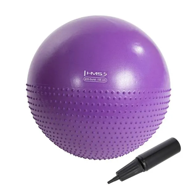 HMS YB03 piłka gimnastyczna do ćwiczeń fitness z wypustkami 55cm fioletowa (55 cm)