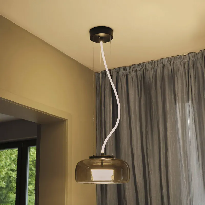 Żyrandol LED OSRAM DECOR GLOW, szaro-czarna, Ø 38 cm, światło skierowane w górę